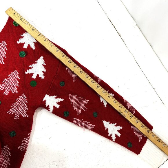 33 Degrees Cardigan Ugly Christmas Sweater w/ Christmas trees & spangles Large - Picture 12 of 16